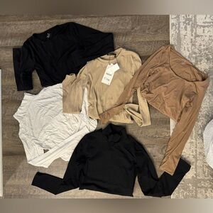 BUNDLE - 5 neutral-colored long sleeve body suits